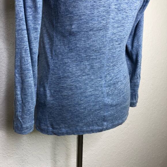 Majestic Filatures blue linen silk blend button front jacket size 3 or Medium - Picture 12 of 14